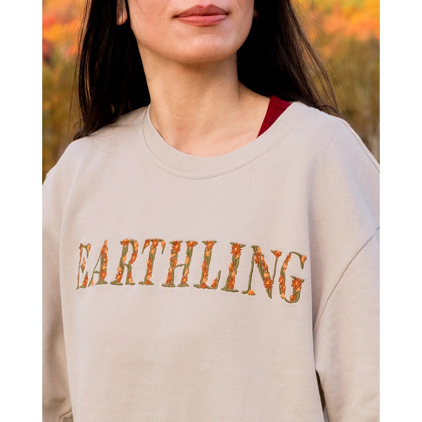 EARTHLING IN BLOOM embroidered pullover