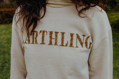 EARTHLING IN BLOOM embroidered crewneck