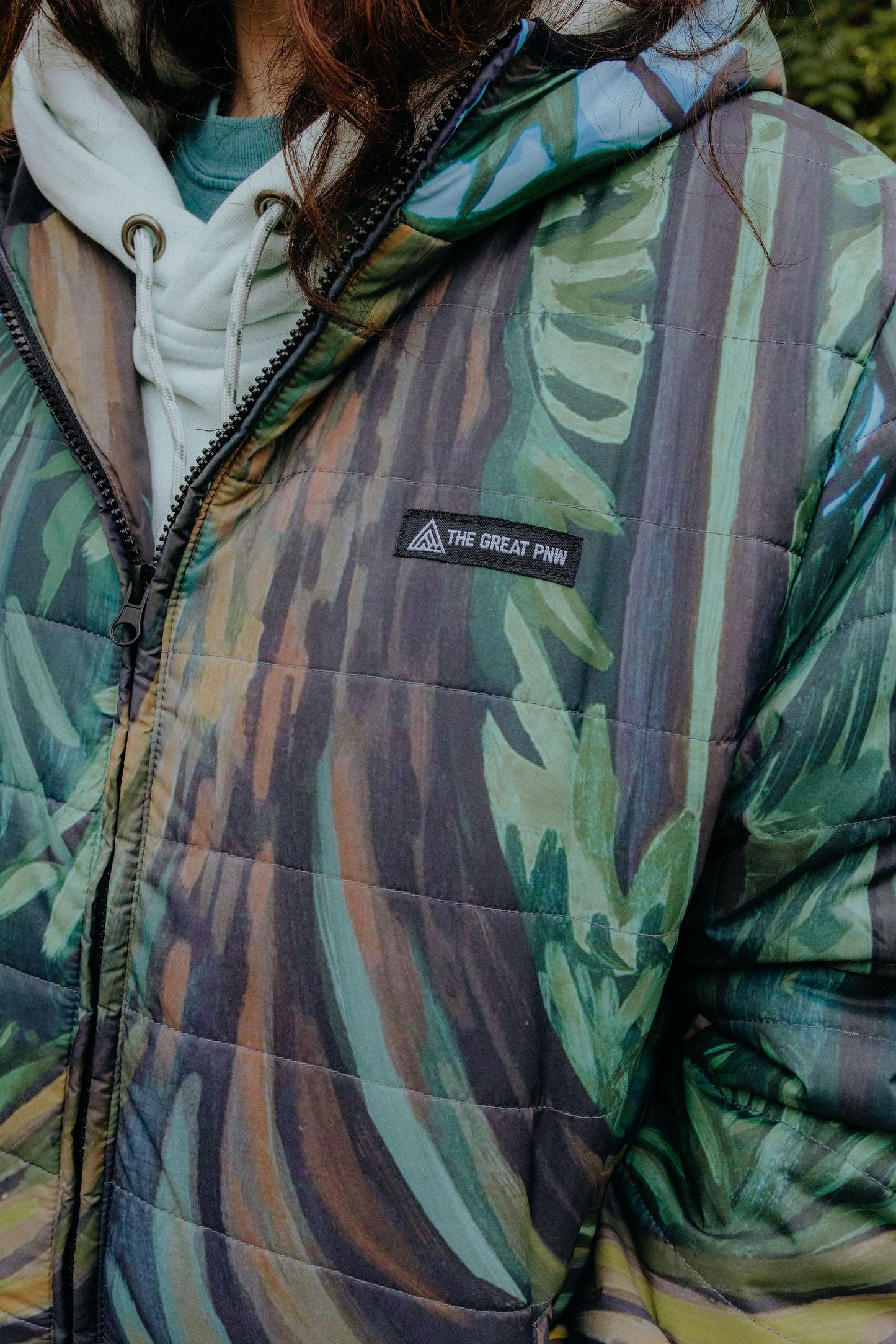 GIANNA ANDREWS x THE GREAT PNW forest puffy jacket