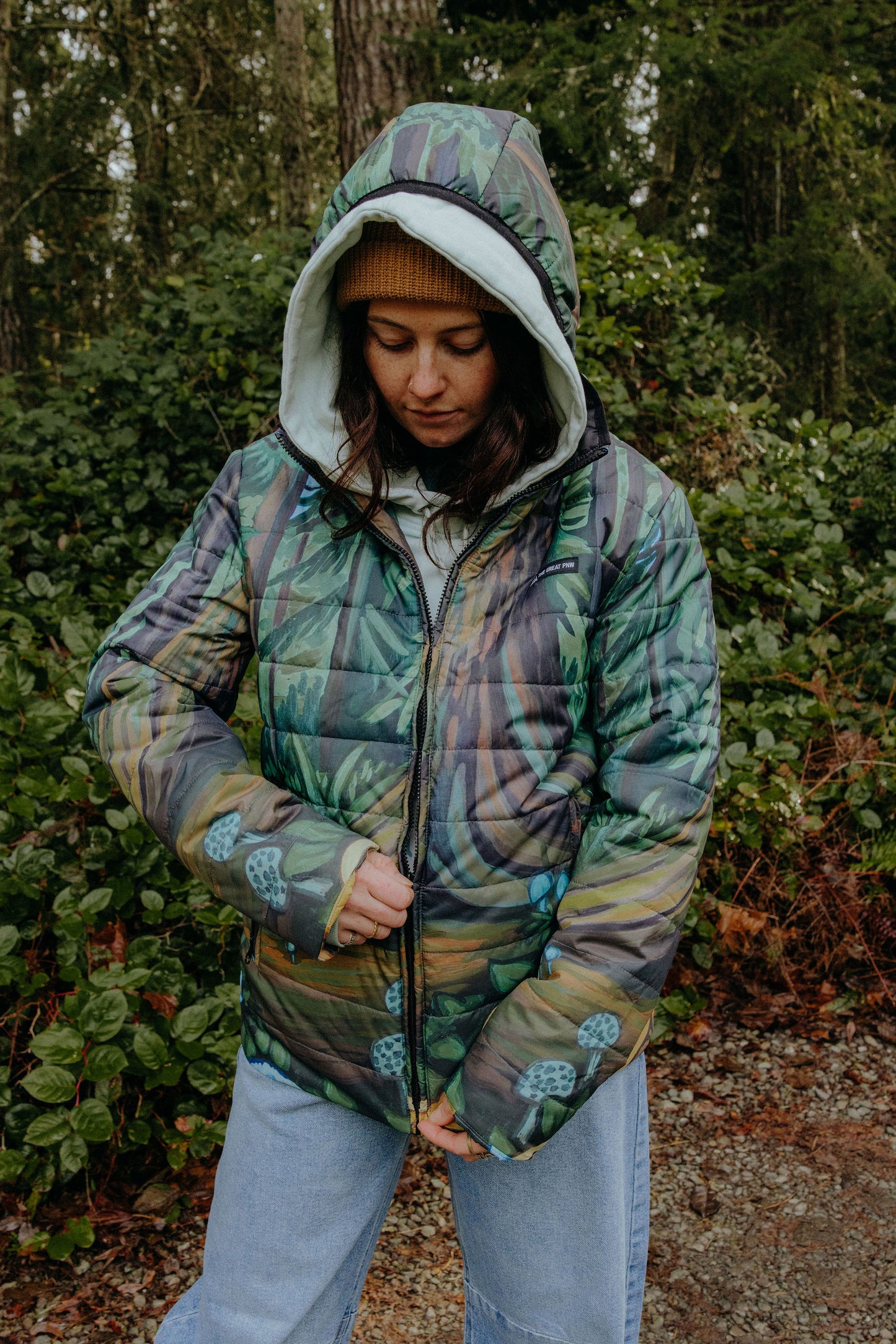 GIANNA ANDREWS x THE GREAT PNW forest puffy jacket