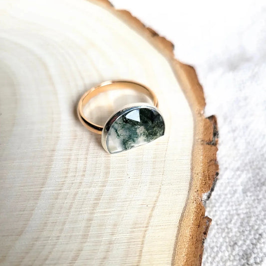 MOSS AGATE ring