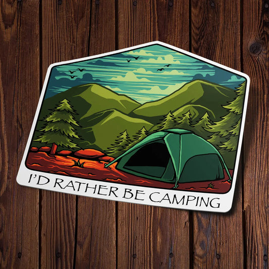 RATHER BE CAMPING sticker