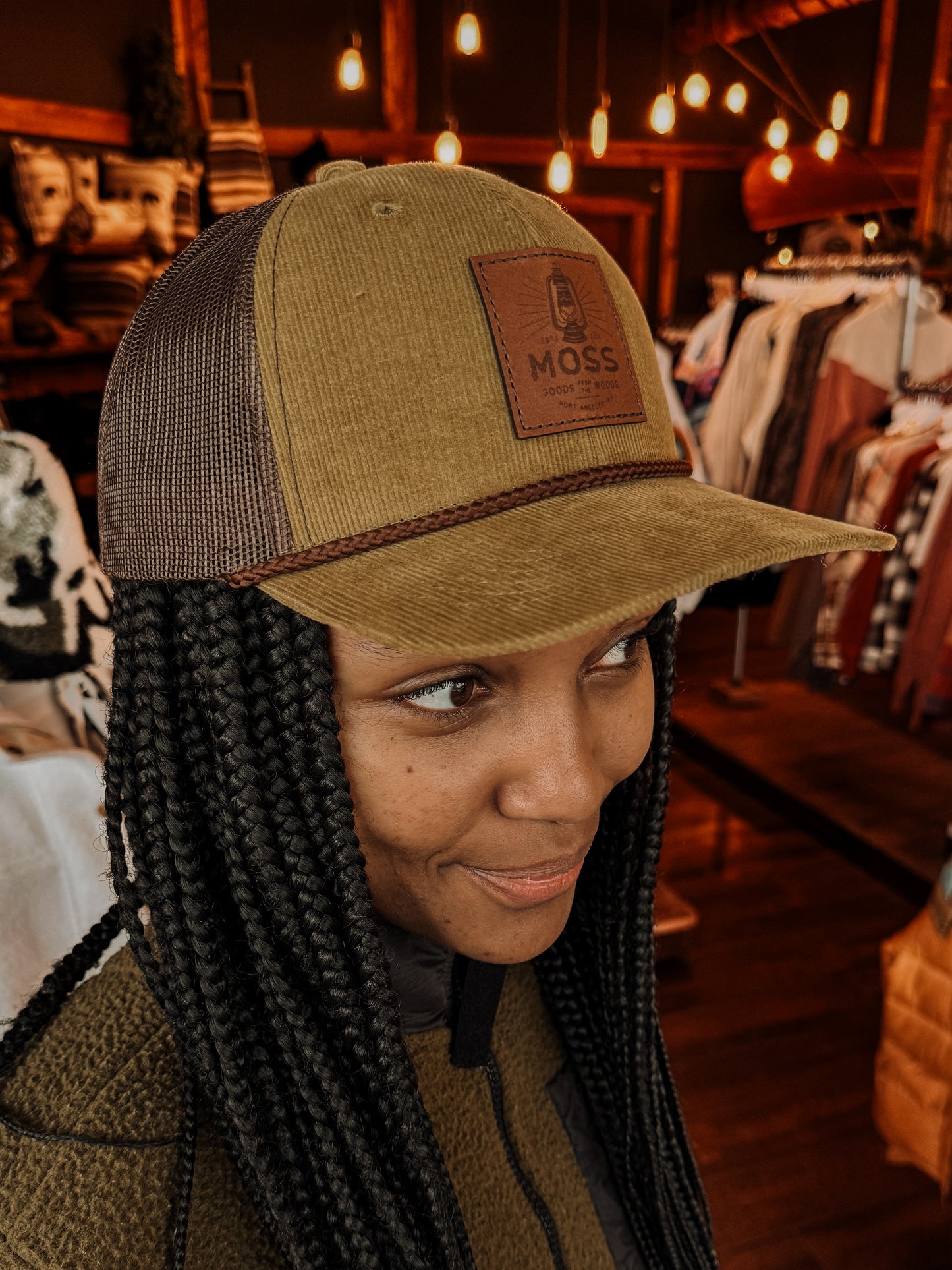 MOSS corduroy snapback hat