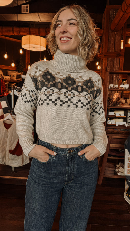 INTARSIA knit turtleneck sweater