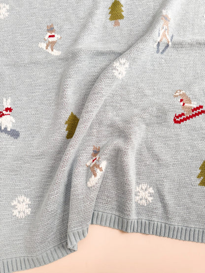 HIT THE SLOPES organic cotton baby blanket