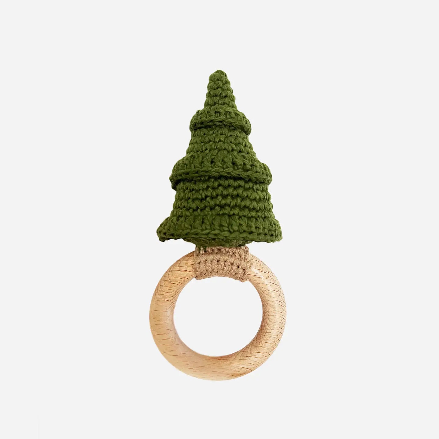 PINE TREE crochet rattle teether