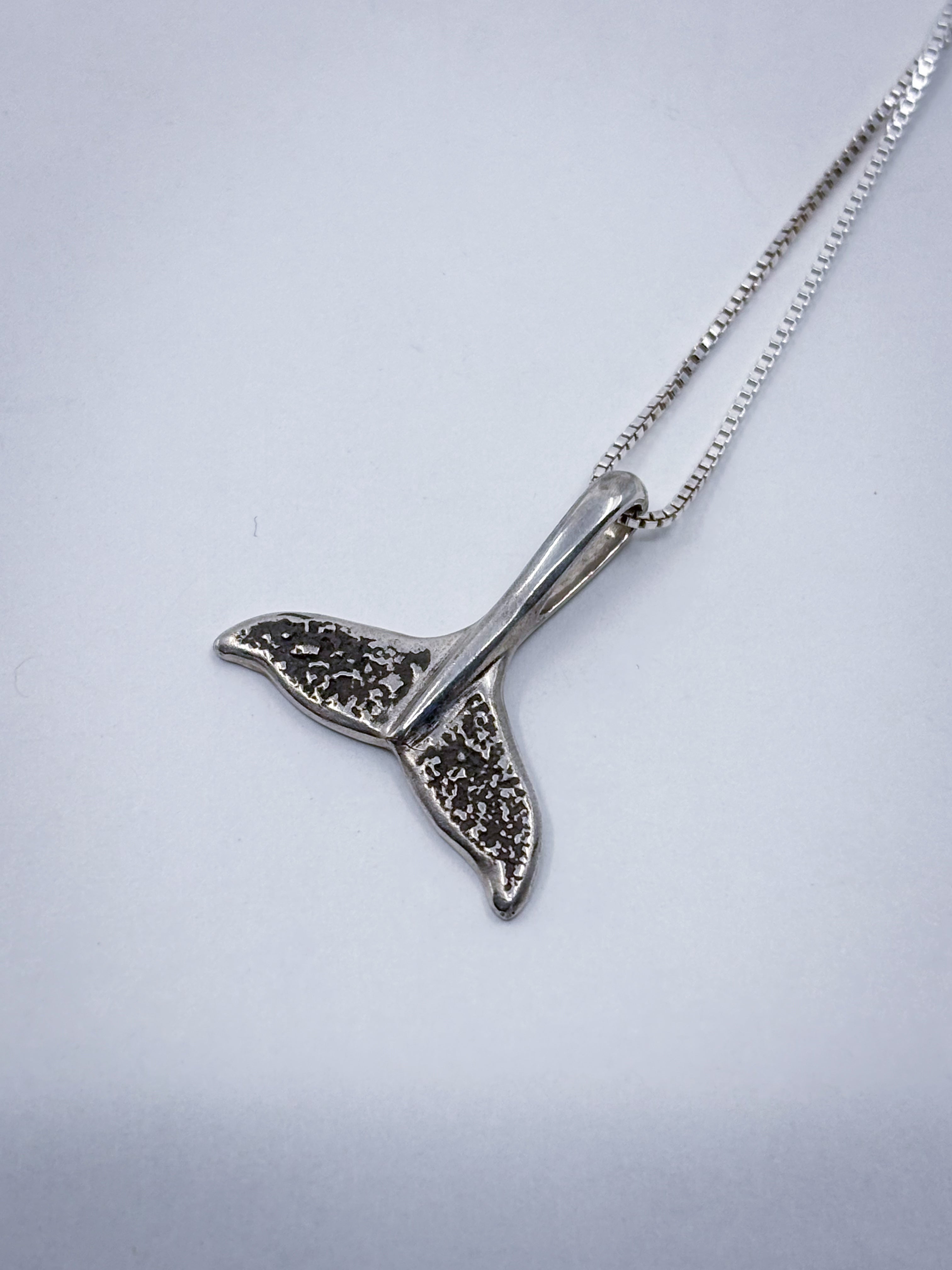 Sterling silver whale store tail pendant