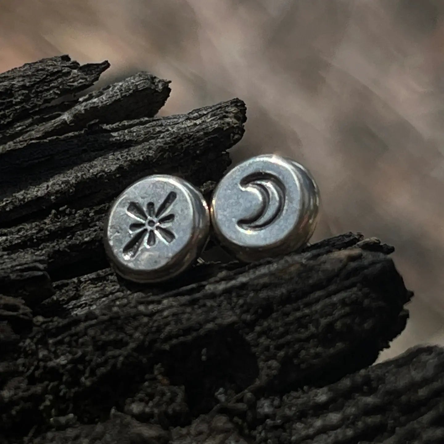 MOON & STAR solid silver studs